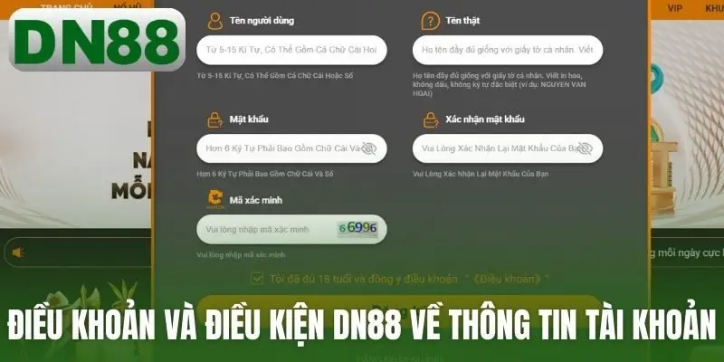 Điều khoản và điều kiện DN88 về thông tin tài khoản